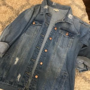 Distressed jean jacket
